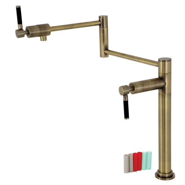 Deck Mount Pot Filler, Antique Brass